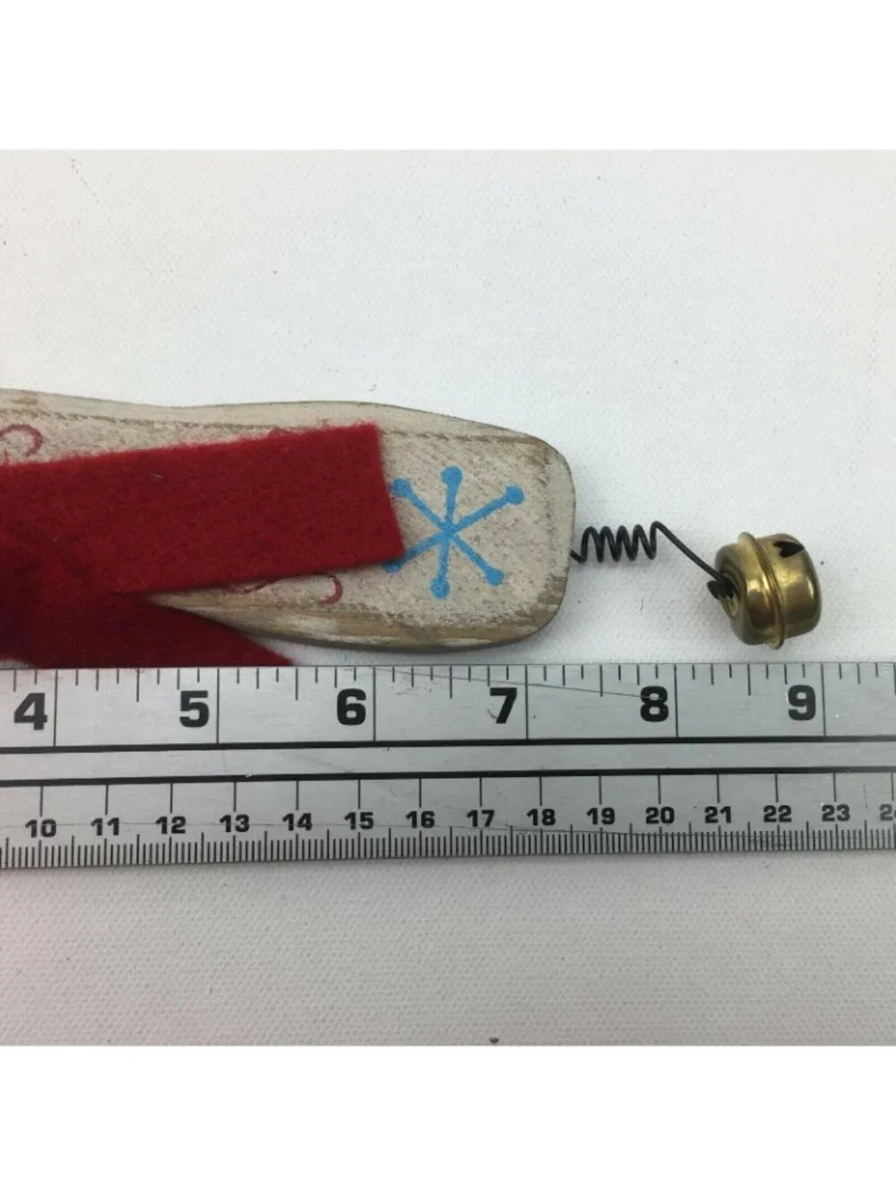 Rustic Where's My Shovel Wooden Snowman Christmas Tree Ornament Felt Scarf Bell